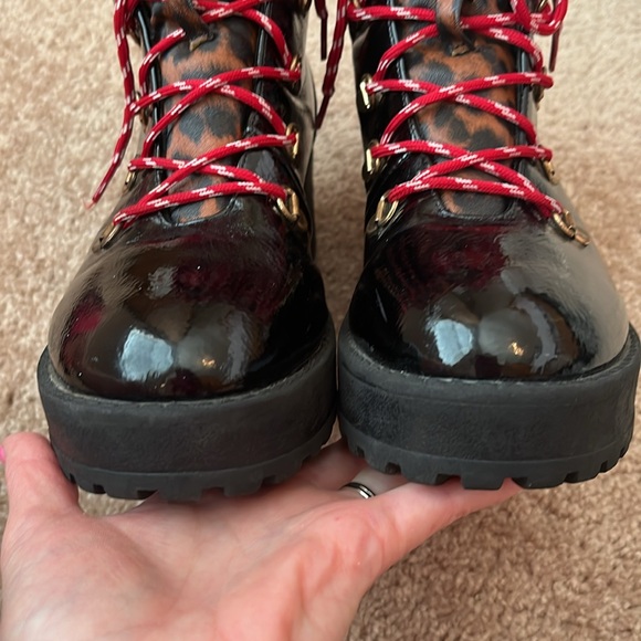 Leopard Shiny Faux Leather Boots - Picture 3 of 7